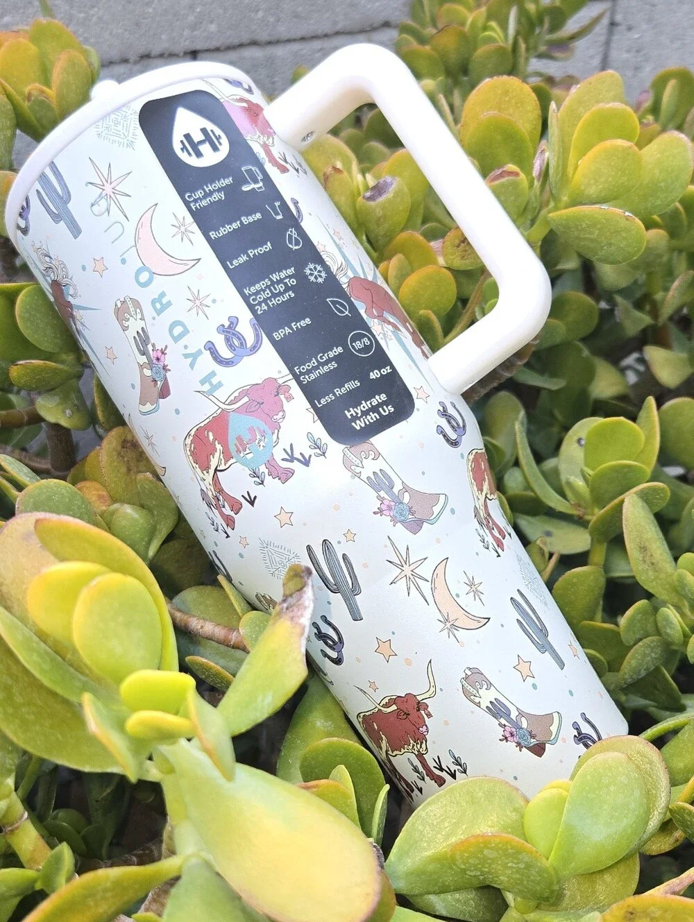 HydroJug White Western Print Insulated Travel Mug